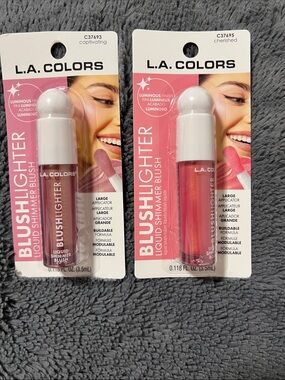 L.A. COLORS Blushlighter Liquid Shimmer Blush Duo — Pink & Coral
